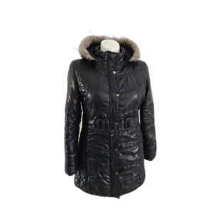 NY Yoki 2003 Outwear Hooded Puffer Coat Woman Black Large